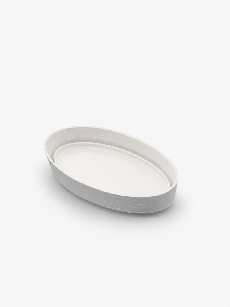 White 3D printed oval end cap for a PVC hydroponic channel